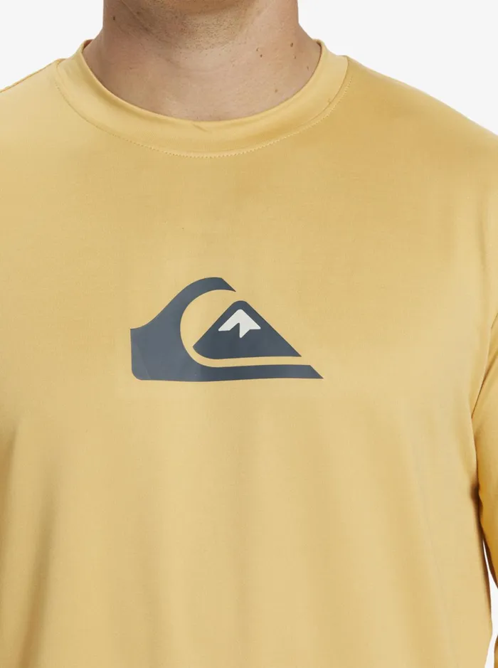 Men Quiksilver Rashguards Solid Streak Long Sleeve UPF 50 Surf Tee Wheat Men Quiksilver Rashguards Solid Streak Long Sleeve UPF 50 Surf Tee Wheat