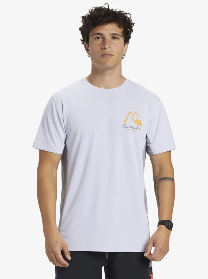 Men Quiksilver Rashguards Waterman Bamboo Check 2 UPF 50 Short Sleeve Surf Tee White Men Quiksilver Rashguards Waterman Bamboo Check 2 UPF 50 Short Sleeve Surf Tee White