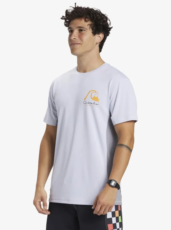 Men Quiksilver Rashguards Waterman Bamboo Check 2 UPF 50 Short Sleeve Surf Tee White Men Quiksilver Rashguards Waterman Bamboo Check 2 UPF 50 Short Sleeve Surf Tee White