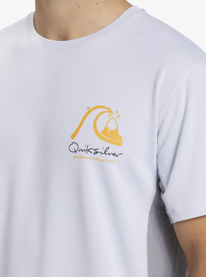 Men Quiksilver Rashguards Waterman Bamboo Check 2 UPF 50 Short Sleeve Surf Tee White Men Quiksilver Rashguards Waterman Bamboo Check 2 UPF 50 Short Sleeve Surf Tee White
