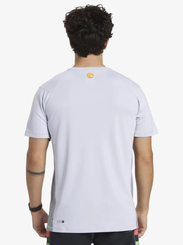 Men Quiksilver Rashguards Waterman Bamboo Check 2 UPF 50 Short Sleeve Surf Tee White Men Quiksilver Rashguards Waterman Bamboo Check 2 UPF 50 Short Sleeve Surf Tee White