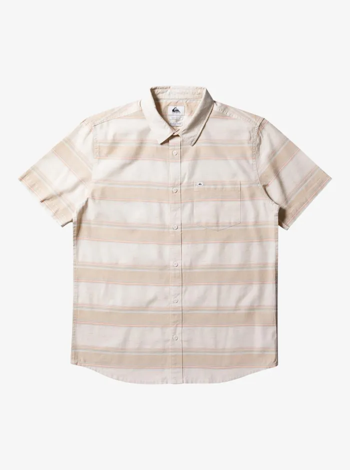 Men Quiksilver Shirts and Polos Cali Sunrise Short Sleeve Shirt Birch Cali Str