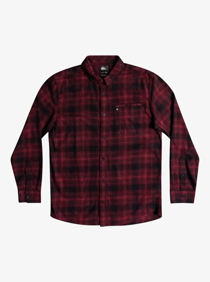 Men Quiksilver Shirts and Polos Ganaway Stretch Long Sleeve Flannel Shirt Black Ganaway