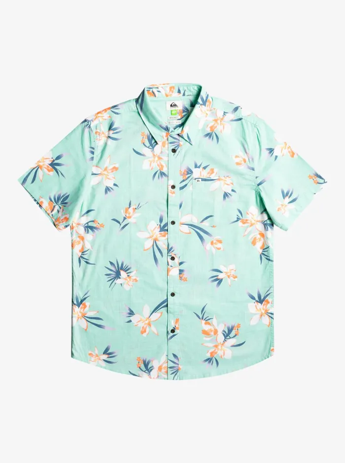 Men Quiksilver Shirts and Polos Holidazed Short Sleeve Shirt Beach Glass Holidazed
