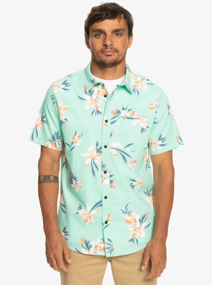 Men Quiksilver Shirts and Polos Holidazed Short Sleeve Shirt Beach Glass Holidazed Men Quiksilver Shirts and Polos Holidazed Short Sleeve Shirt Beach Glass Holidazed