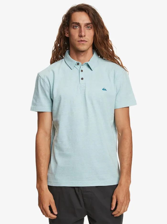 Men Quiksilver Shirts and Polos Sunset Cruise Short Sleeve Polo Shirt Cameo Blue Men Quiksilver Shirts and Polos Sunset Cruise Short Sleeve Polo Shirt Cameo Blue