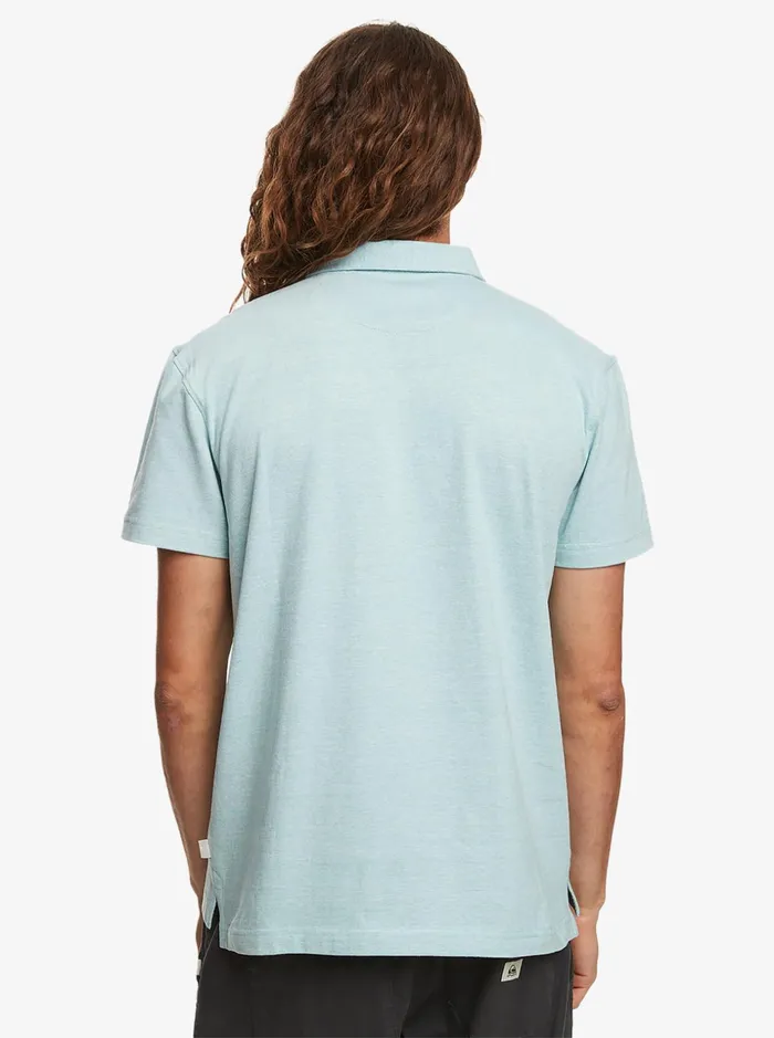 Men Quiksilver Shirts and Polos Sunset Cruise Short Sleeve Polo Shirt Cameo Blue Men Quiksilver Shirts and Polos Sunset Cruise Short Sleeve Polo Shirt Cameo Blue