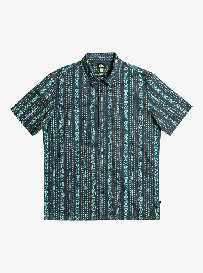 Men Quiksilver Shirts and Polos Tracks Short Sleeve Shirt Midnight Navy Tracks