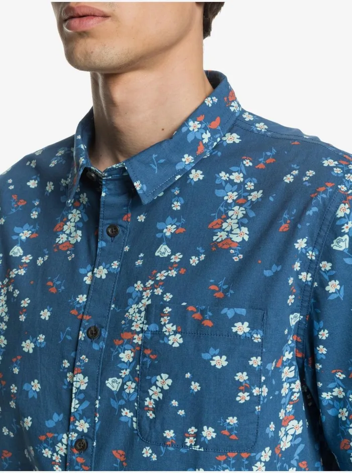 Men Quiksilver Shirts and Polos Tripping Daisy Short Sleeve Shirt Majolica Blue Tripping Daisy Men Quiksilver Shirts and Polos Tripping Daisy Short Sleeve Shirt Majolica Blue Tripping Daisy