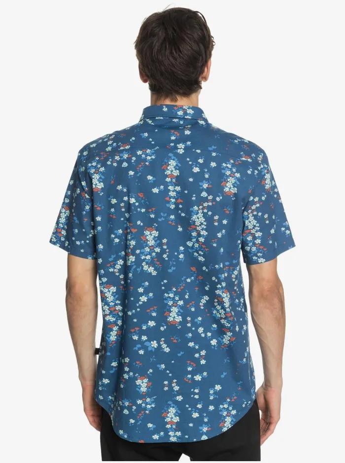 Men Quiksilver Shirts and Polos Tripping Daisy Short Sleeve Shirt Majolica Blue Tripping Daisy Men Quiksilver Shirts and Polos Tripping Daisy Short Sleeve Shirt Majolica Blue Tripping Daisy
