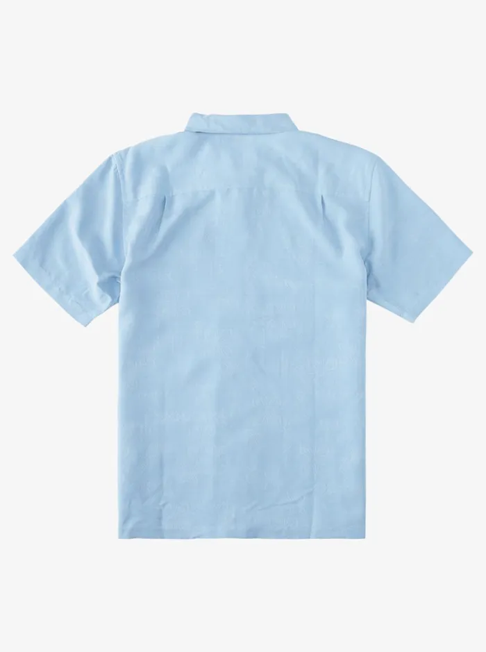 Men Quiksilver Shirts and Polos Waterman Manele Bay Short Sleeve Shirt Dusk Blue Men Quiksilver Shirts and Polos Waterman Manele Bay Short Sleeve Shirt Dusk Blue