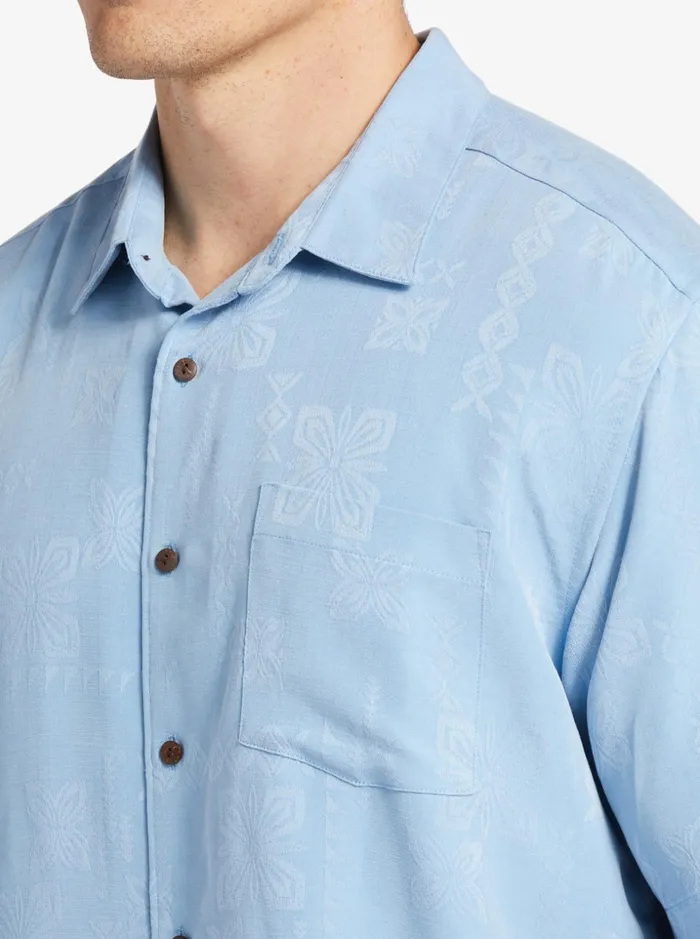 Men Quiksilver Shirts and Polos Waterman Manele Bay Short Sleeve Shirt Dusk Blue Men Quiksilver Shirts and Polos Waterman Manele Bay Short Sleeve Shirt Dusk Blue