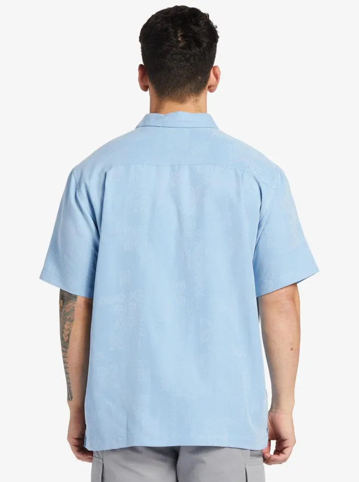 Men Quiksilver Shirts and Polos Waterman Manele Bay Short Sleeve Shirt Dusk Blue Men Quiksilver Shirts and Polos Waterman Manele Bay Short Sleeve Shirt Dusk Blue