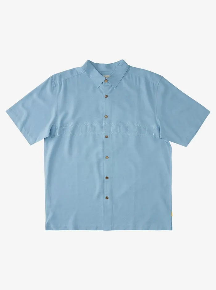 Men Quiksilver Shirts and Polos Waterman Tahiti Palms Premium AntiWrinkle Shirt Dusk Blue Men Quiksilver Shirts and Polos Waterman Tahiti Palms Premium AntiWrinkle Shirt Dusk Blue