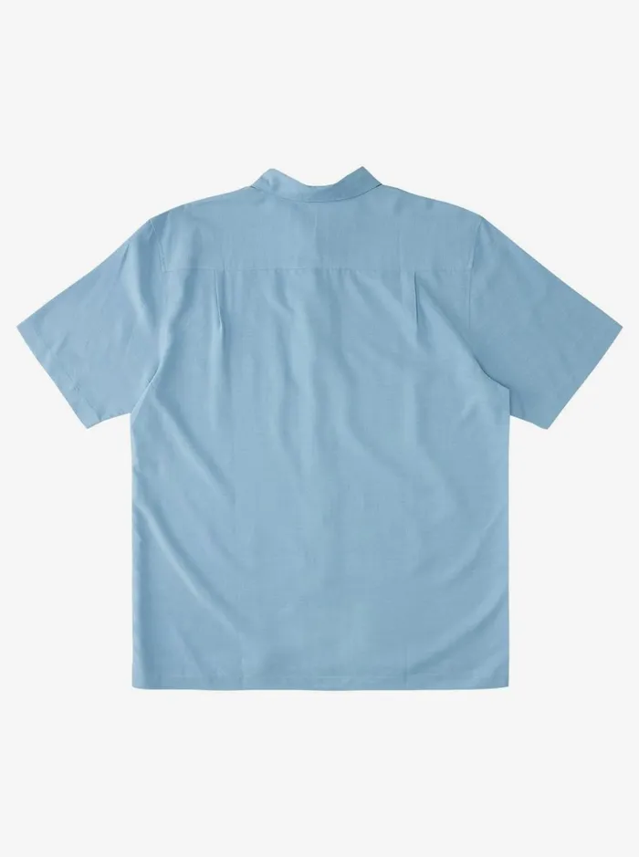 Men Quiksilver Shirts and Polos Waterman Tahiti Palms Premium AntiWrinkle Shirt Dusk Blue Men Quiksilver Shirts and Polos Waterman Tahiti Palms Premium AntiWrinkle Shirt Dusk Blue