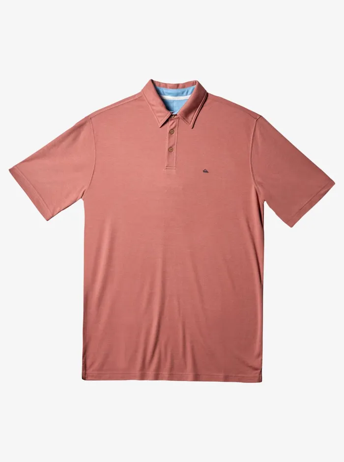 Men Quiksilver Shirts and Polos Waterman Waterpolo Short Sleeve Polo Shirt Ash Rose