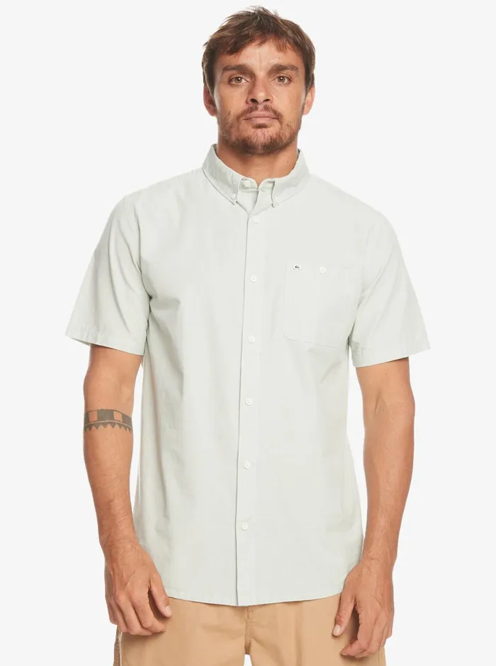 Men Quiksilver Shirts and Polos Winfall Short Sleeve Shirt Iceberg Green