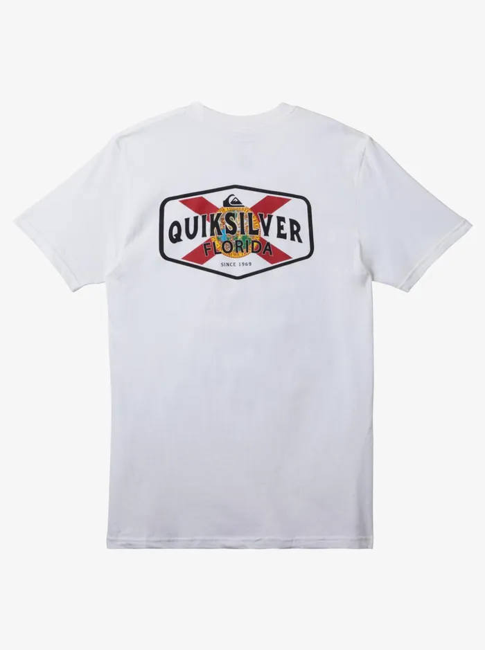 Men Quiksilver Tees Florida Coast To Coast TShirt White Men Quiksilver Tees Florida Coast To Coast TShirt White