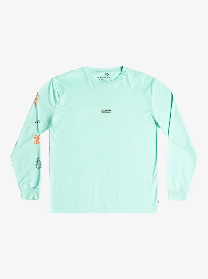 Men Quiksilver Tees Fragment Of Nature Long Sleeve TShirt Beach Glass