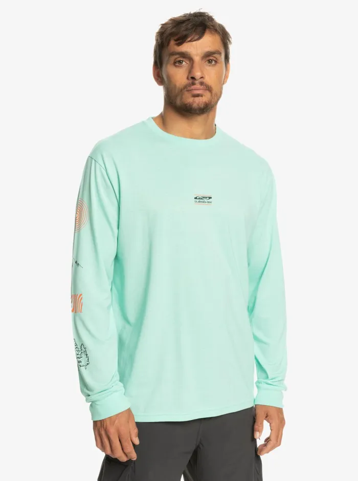 Men Quiksilver Tees Fragment Of Nature Long Sleeve TShirt Beach Glass Men Quiksilver Tees Fragment Of Nature Long Sleeve TShirt Beach Glass