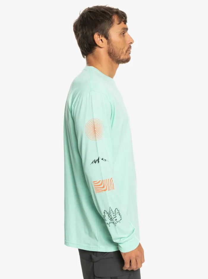 Men Quiksilver Tees Fragment Of Nature Long Sleeve TShirt Beach Glass Men Quiksilver Tees Fragment Of Nature Long Sleeve TShirt Beach Glass