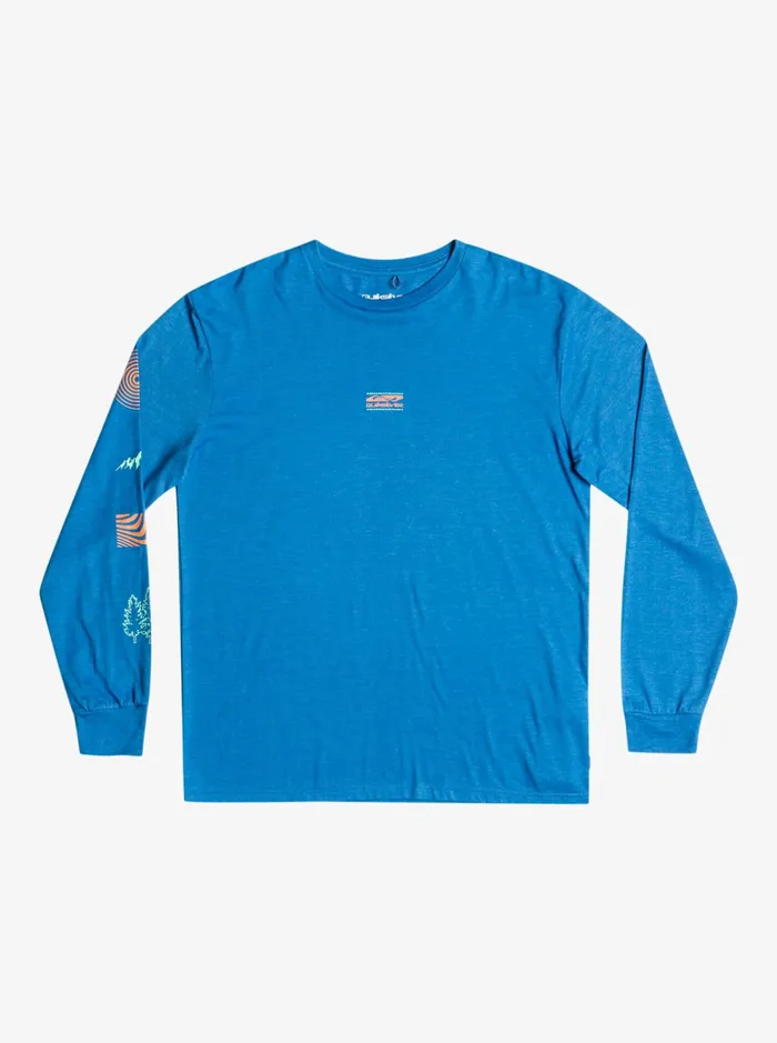 Men Quiksilver Tees Fragment Of Nature Long Sleeve TShirt Snorkel Blue