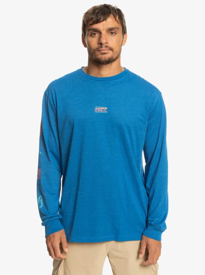 Men Quiksilver Tees Fragment Of Nature Long Sleeve TShirt Snorkel Blue Men Quiksilver Tees Fragment Of Nature Long Sleeve TShirt Snorkel Blue