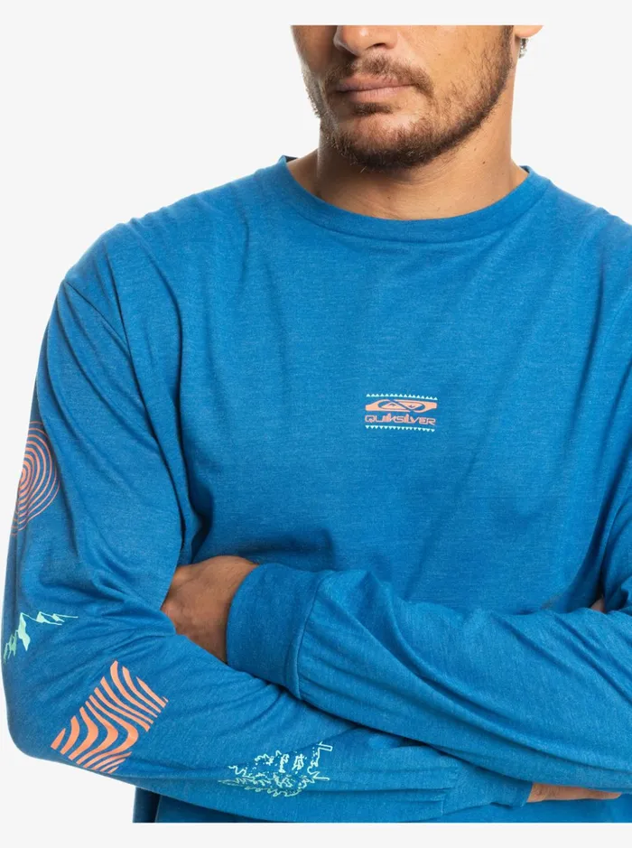 Men Quiksilver Tees Fragment Of Nature Long Sleeve TShirt Snorkel Blue Men Quiksilver Tees Fragment Of Nature Long Sleeve TShirt Snorkel Blue