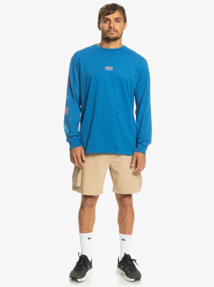 Men Quiksilver Tees Fragment Of Nature Long Sleeve TShirt Snorkel Blue Men Quiksilver Tees Fragment Of Nature Long Sleeve TShirt Snorkel Blue