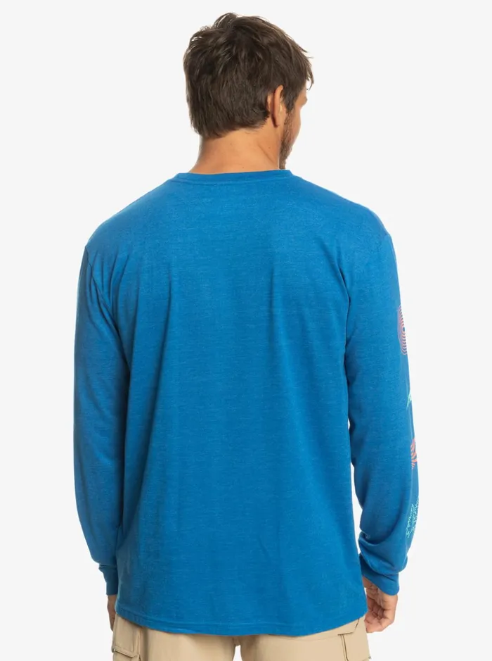 Men Quiksilver Tees Fragment Of Nature Long Sleeve TShirt Snorkel Blue Men Quiksilver Tees Fragment Of Nature Long Sleeve TShirt Snorkel Blue