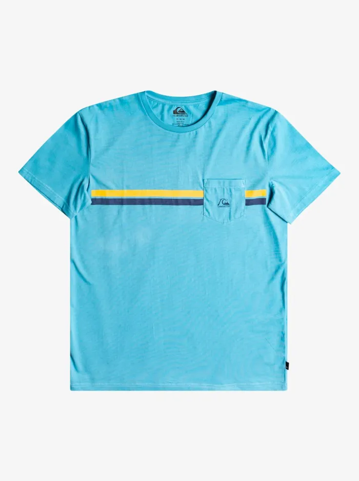 Men Quiksilver Tees Striped Flow Pocket TShirt Delphinium Blue