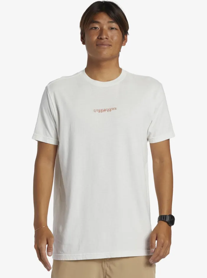 Men Quiksilver Tees Urban Volcano TShirt Antique White