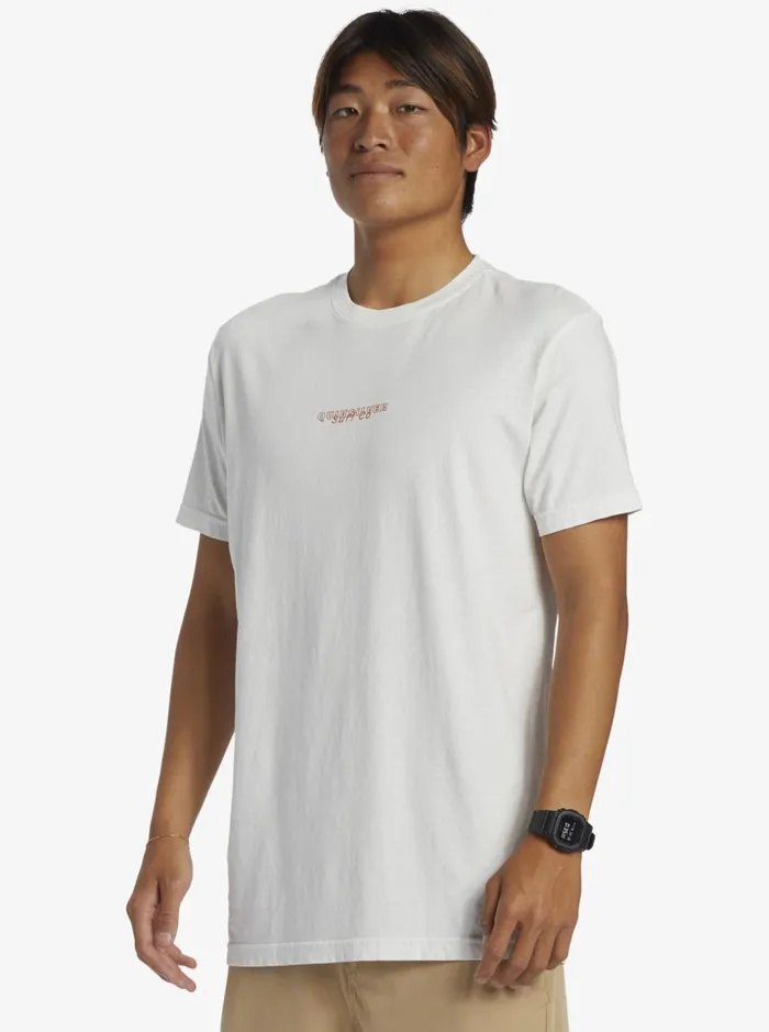 Men Quiksilver Tees Urban Volcano TShirt Antique White Men Quiksilver Tees Urban Volcano TShirt Antique White