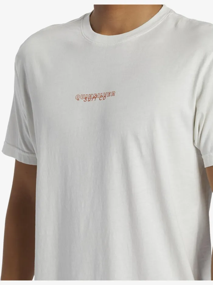 Men Quiksilver Tees Urban Volcano TShirt Antique White Men Quiksilver Tees Urban Volcano TShirt Antique White