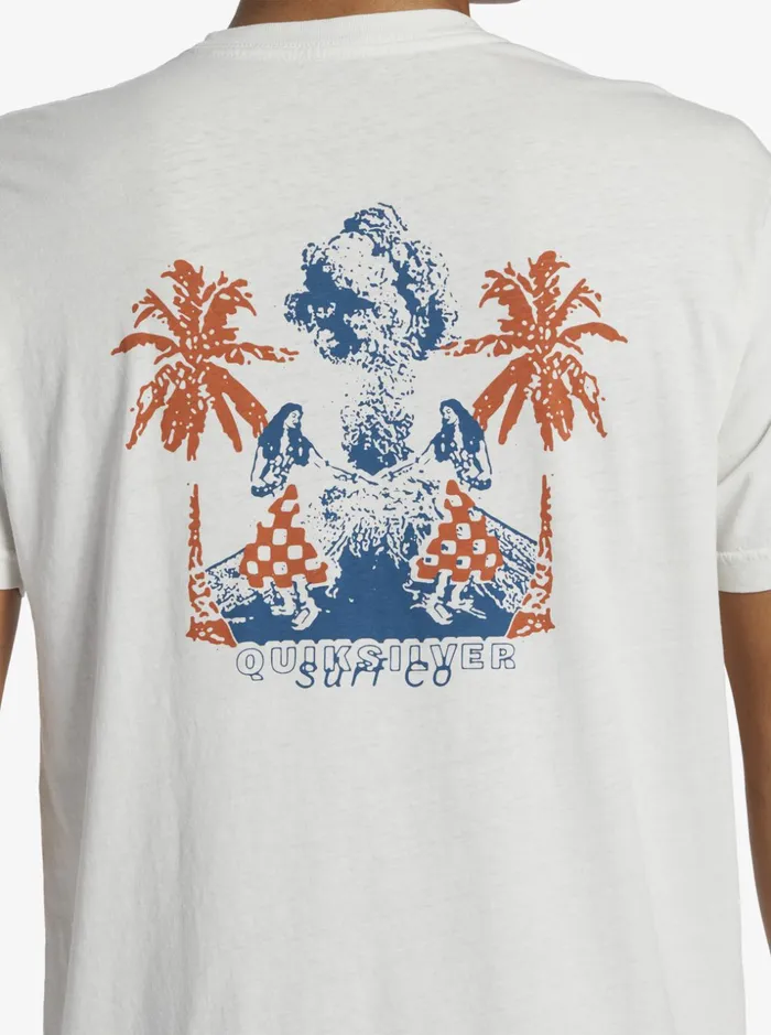 Men Quiksilver Tees Urban Volcano TShirt Antique White Men Quiksilver Tees Urban Volcano TShirt Antique White