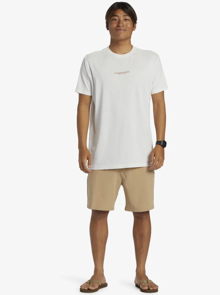 Men Quiksilver Tees Urban Volcano TShirt Antique White Men Quiksilver Tees Urban Volcano TShirt Antique White