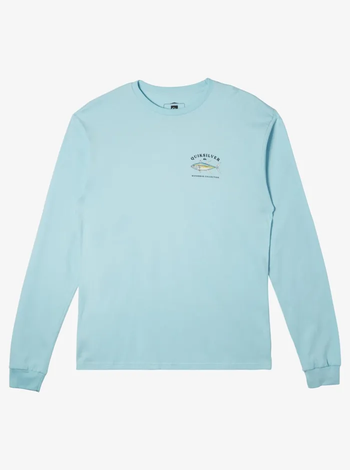 Men Quiksilver Tees Waterman Living Large Long Sleeve TShirt Aquatic