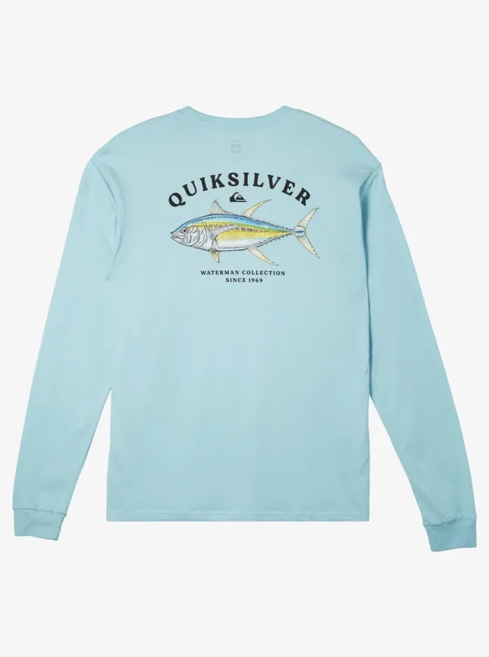 Men Quiksilver Tees Waterman Living Large Long Sleeve TShirt Aquatic Men Quiksilver Tees Waterman Living Large Long Sleeve TShirt Aquatic