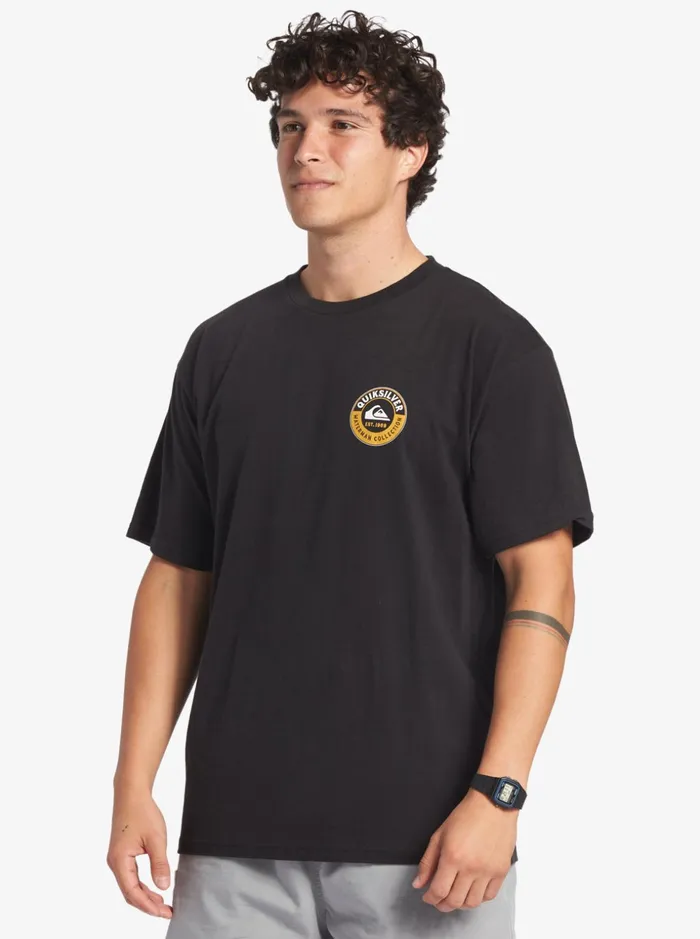 Men Quiksilver Tees Waterman Sea Shark TShirt Black Men Quiksilver Tees Waterman Sea Shark TShirt Black