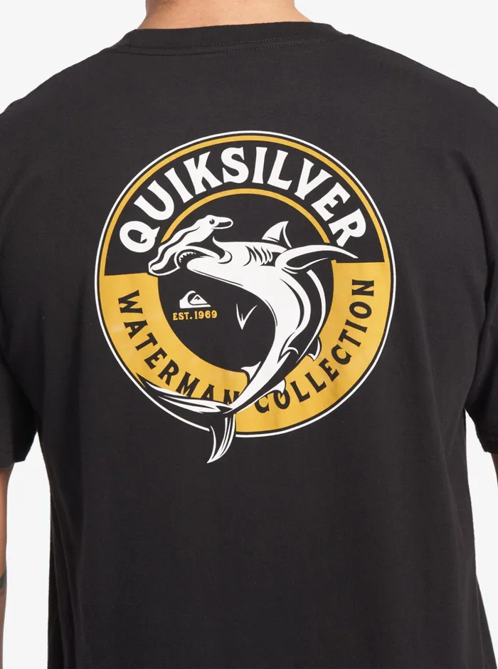 Men Quiksilver Tees Waterman Sea Shark TShirt Black Men Quiksilver Tees Waterman Sea Shark TShirt Black