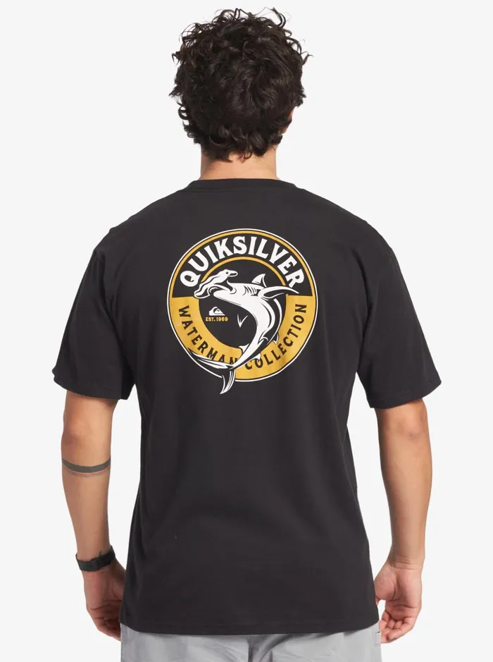 Men Quiksilver Tees Waterman Sea Shark TShirt Black Men Quiksilver Tees Waterman Sea Shark TShirt Black