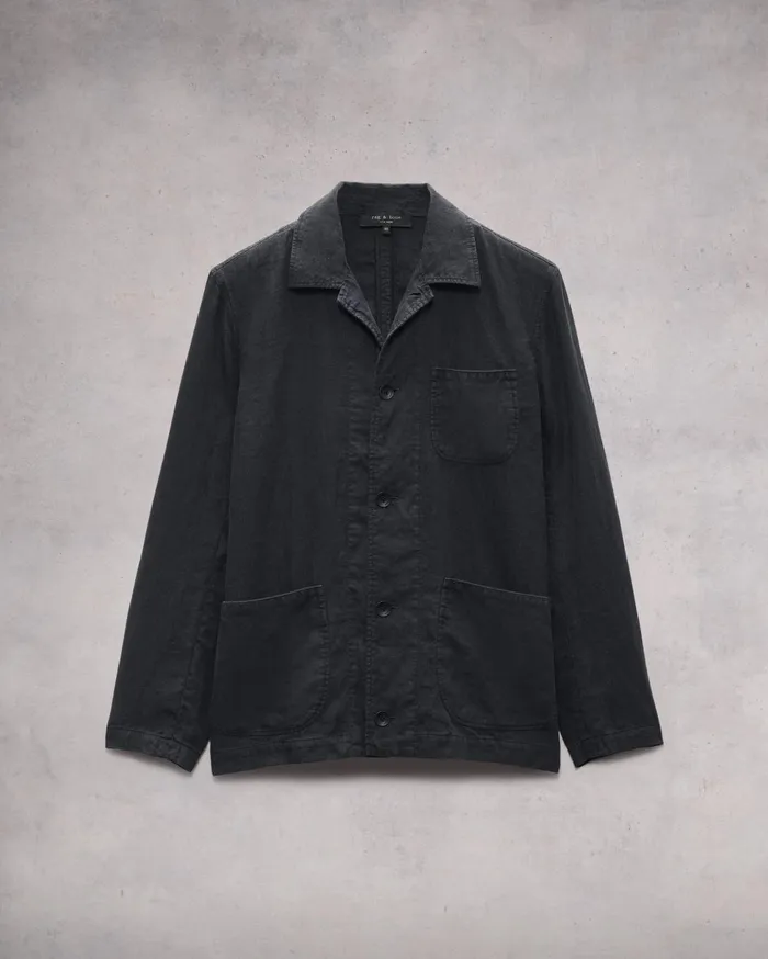 Men Rag and Bone Coats and Jackets Evan Linen Chore Jacket Black Men Rag and Bone Coats and Jackets Evan Linen Chore Jacket Black