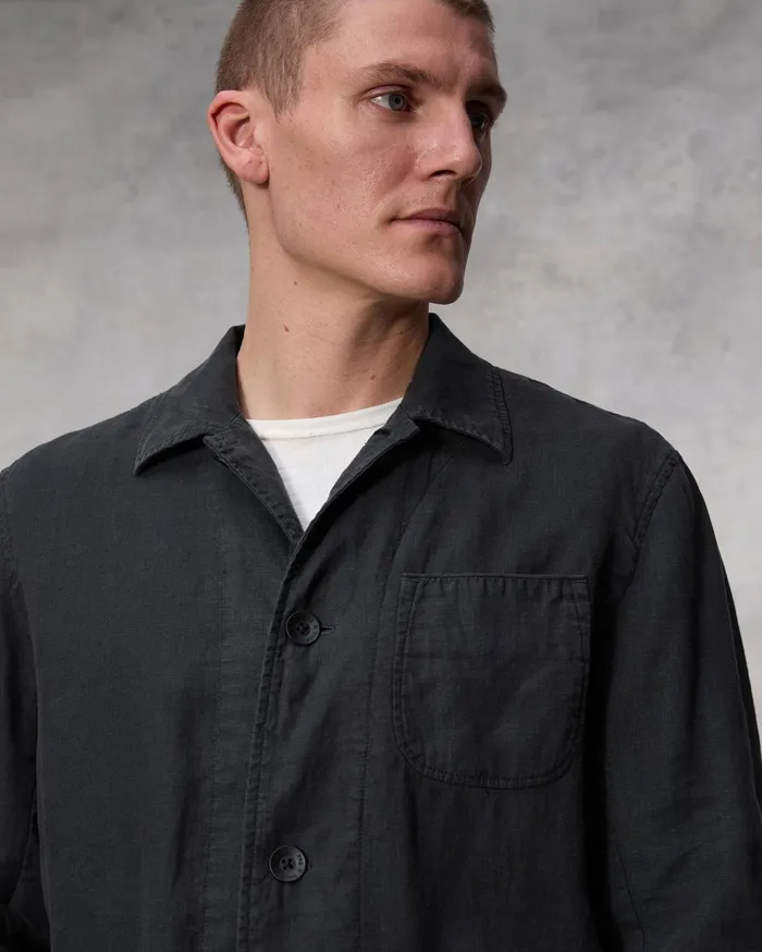 Men Rag and Bone Coats and Jackets Evan Linen Chore Jacket Black Men Rag and Bone Coats and Jackets Evan Linen Chore Jacket Black