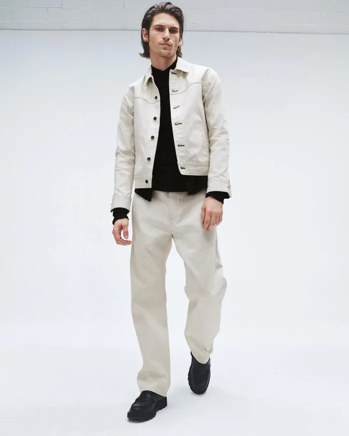 Men Rag and Bone Coats and Jackets Owen Denim Trucker Jacket Ecru Men Rag and Bone Coats and Jackets Owen Denim Trucker Jacket Ecru
