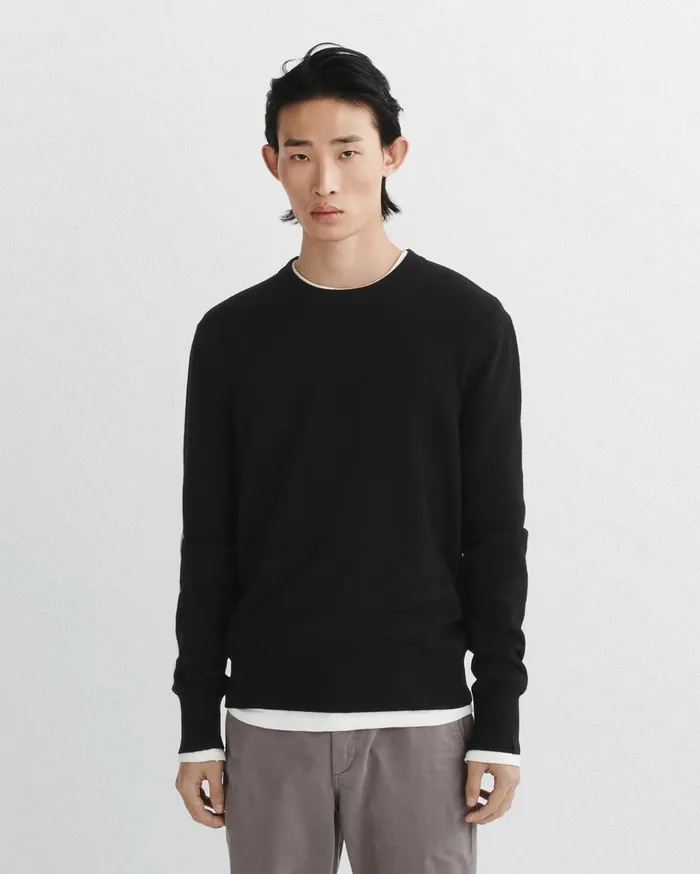 Men Rag and Bone Sweaters Harding Cashmere Crew Black