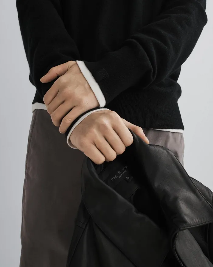 Men Rag and Bone Sweaters Harding Cashmere Crew Black Men Rag and Bone Sweaters Harding Cashmere Crew Black