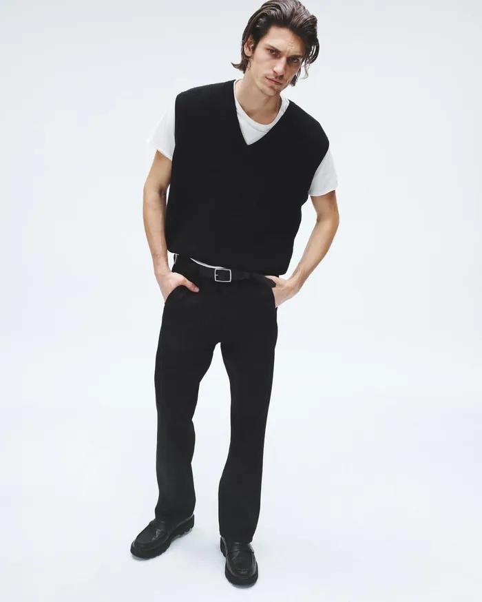 Men Rag and Bone Sweaters Harvey Cotton Sweater Vest Black