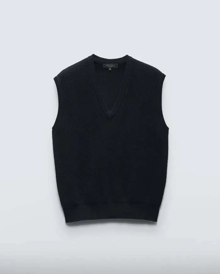 Men Rag and Bone Sweaters Harvey Cotton Sweater Vest Black Men Rag and Bone Sweaters Harvey Cotton Sweater Vest Black