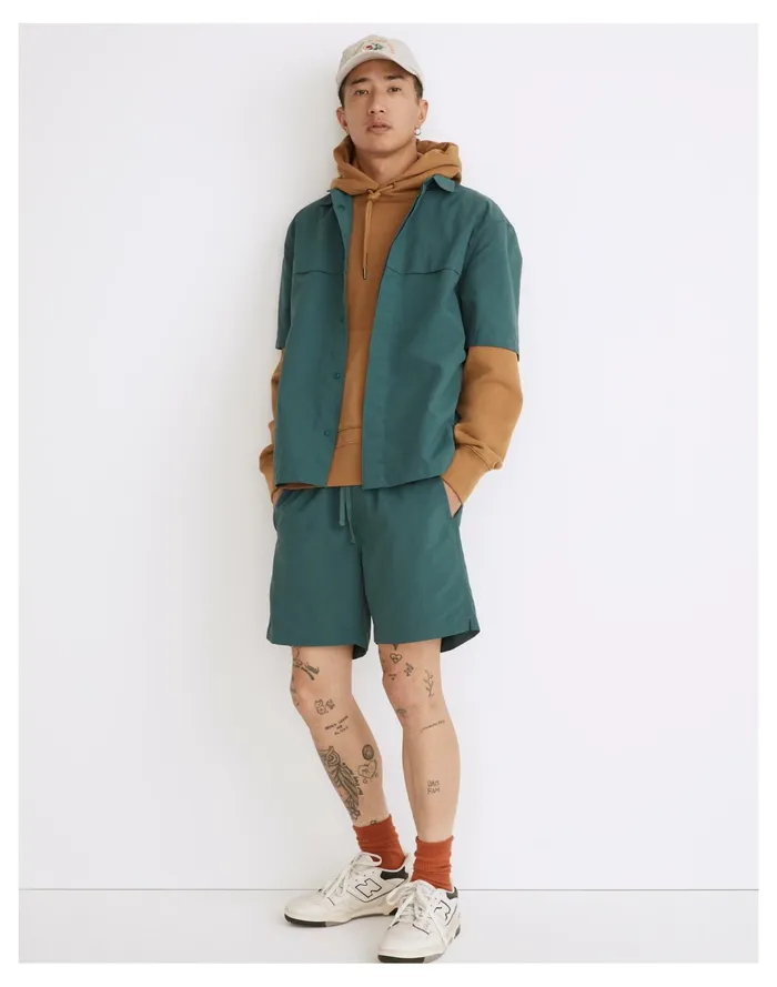 Men Resourced Everywear Boxy Short Sleeve Shirt Evergreen Forest Madewell Shirts