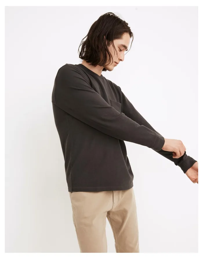Men Relaxed Long Sleeve Tee Black Coal Madewell Tees Men Relaxed Long Sleeve Tee Black Coal Madewell Tees